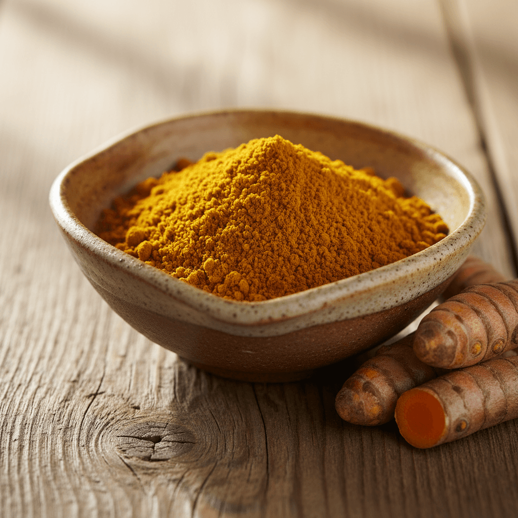 Turmeric powder and roots showcasing natural clarity benefits